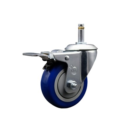 Service Caster 3.5'' Blue Poly Wheel Swivel 7/16'' Stem Caster with Total Lock Brake SCC-GRTTL20S3514-PPUB-BLUE-716138